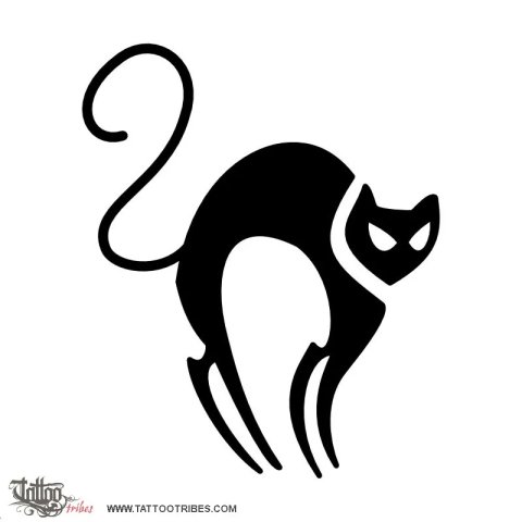 Black cat (Halloween special) tattoo design thumbnail