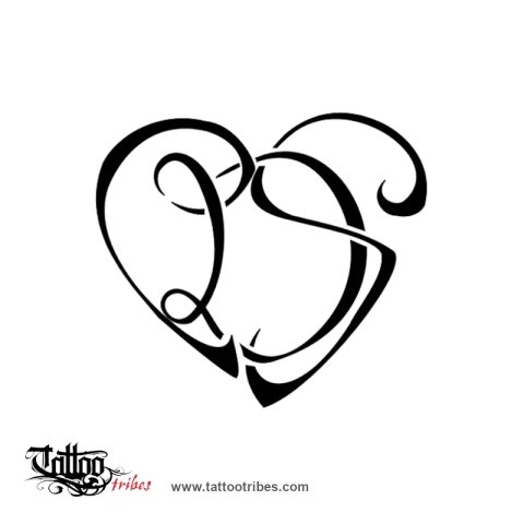 C+D+S heart (Union, bond) tattoo design thumbnail