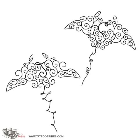 Swirly mantas (Beauty, protection) tattoo design thumbnail