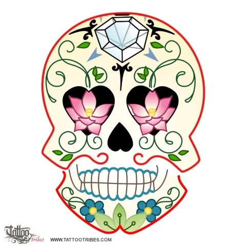 Sugar skull (Mexican skull) tattoo design thumbnail