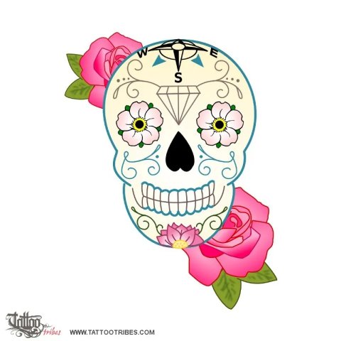 Calavera (Sugar skull) tattoo design thumbnail