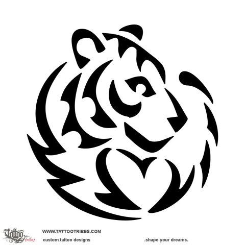 Tiger (Mother heart) tattoo design thumbnail