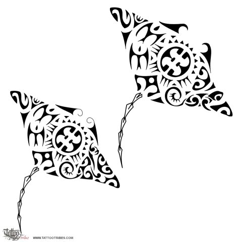 Coupled mantas (Married, wed) tattoo design thumbnail