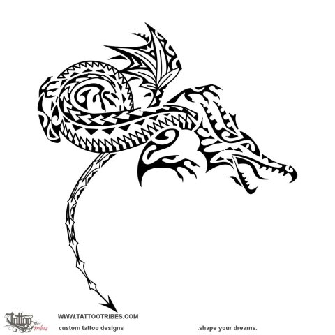 Knucker (Water dragon) tattoo design thumbnail