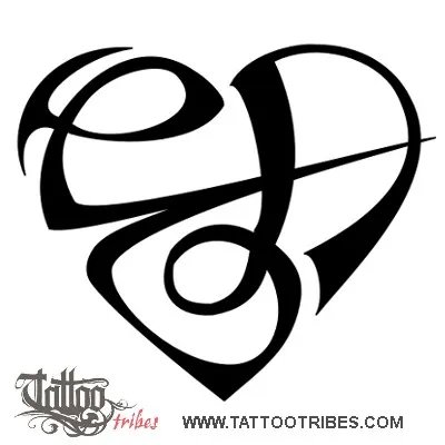 E+A heart (Bond, love) tattoo design thumbnail