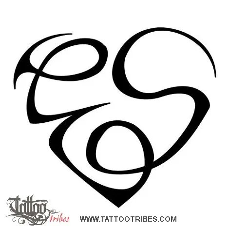 E+S heartigram (Bond) tattoo design thumbnail