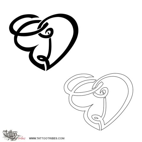 D+E heart (Union) tattoo design thumbnail
