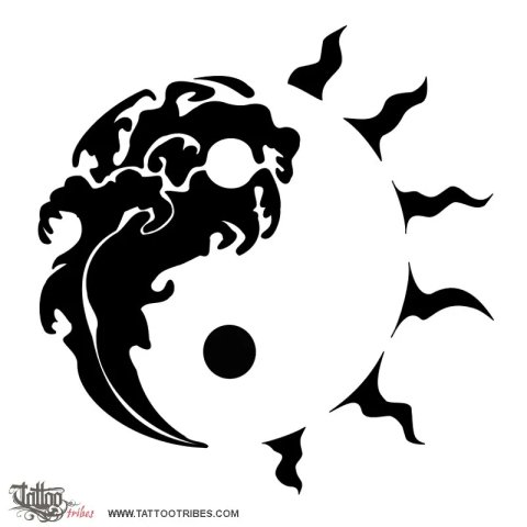 Tribal Yin Yang (Unity, balance) tattoo design thumbnail