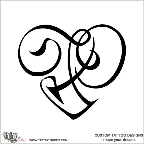 F+P heart (Bond) tattoo design thumbnail