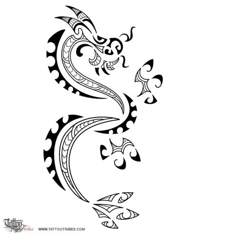 Maori style dragon (Maori series: FIRE) tattoo design thumbnail
