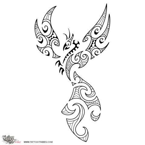 Maori style phoenix () tattoo design thumbnail