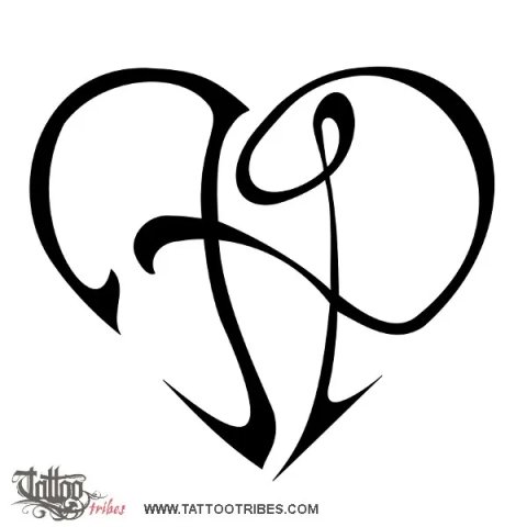 F+P heart (Union, love) tattoo design thumbnail