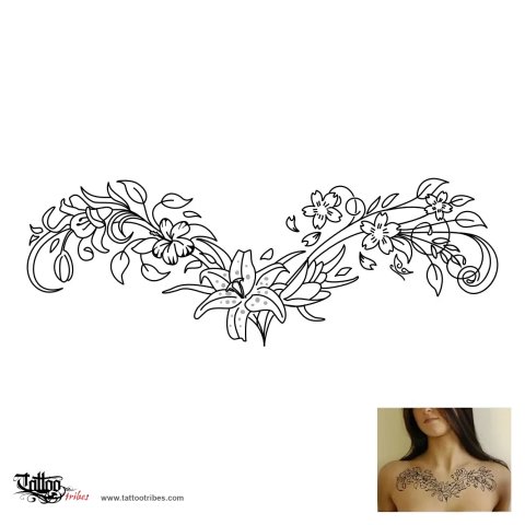 Floral necklace (Beauty, life) tattoo design thumbnail