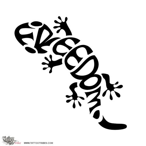Freedom gecko (Freedom, climbing) tattoo design thumbnail
