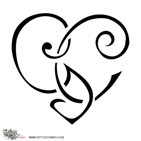 G+C heart (Bond) tattoo design thumbnail