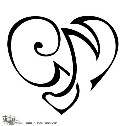 G+M heart (Bond) tattoo design thumbnail