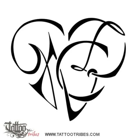 G+N+C+Z heart (Love, union) tattoo design thumbnail