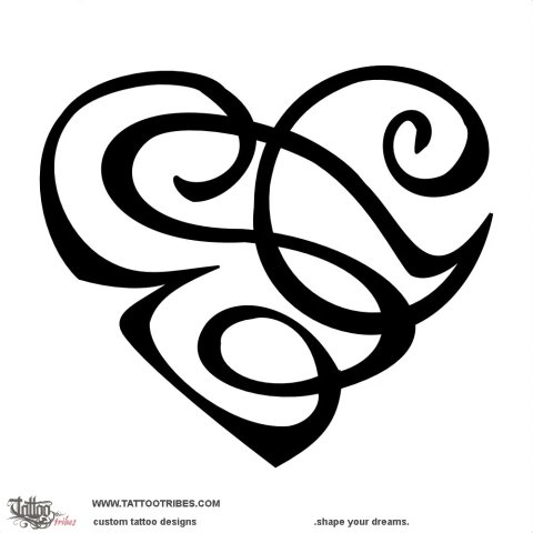 Heart E+S+C (Union) tattoo design thumbnail