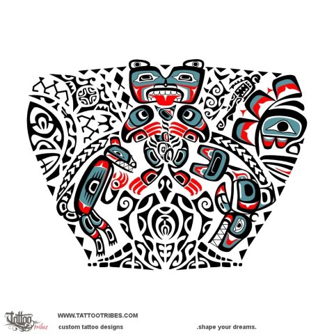Two worlds (Life) tattoo design thumbnail