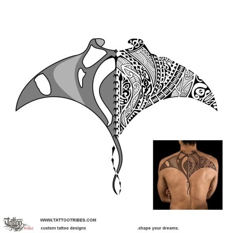 Fāfāpiti (Manta) tattoo design thumbnail