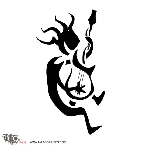 Guitarist kokopelli (Music, life) tattoo design thumbnail