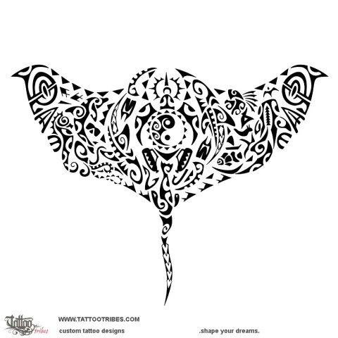 Scuba diving (Marine life) tattoo design thumbnail