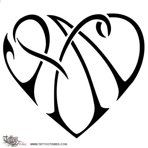 H + N heartigram (Union) tattoo design thumbnail