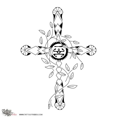 Hawaiian cross (Protection, family) tattoo design thumbnail