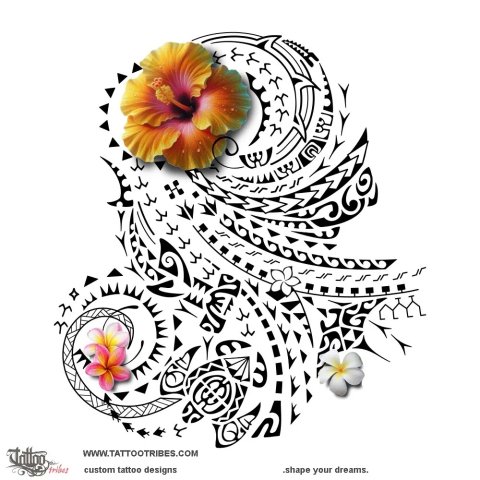 Puaioio (Handsome blossom) tattoo design thumbnail