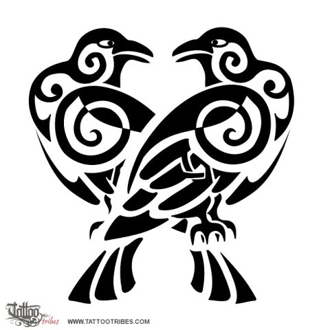 Huginn and Muninn (Thought and Memory) tattoo design thumbnail