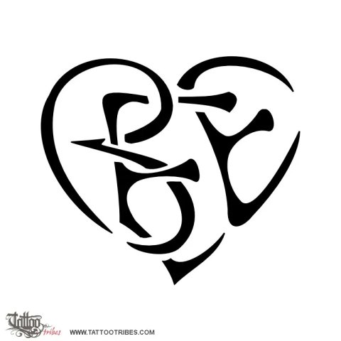 B+E+E heart (Union) tattoo design thumbnail
