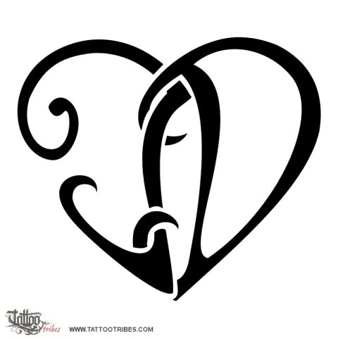 J+D heart (Bond, love) tattoo design thumbnail