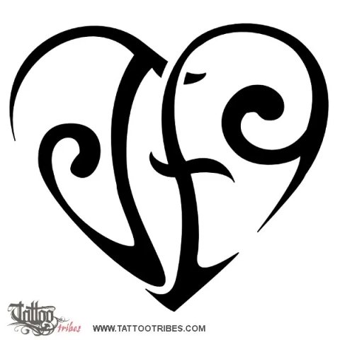J+F heart (Union) tattoo design thumbnail
