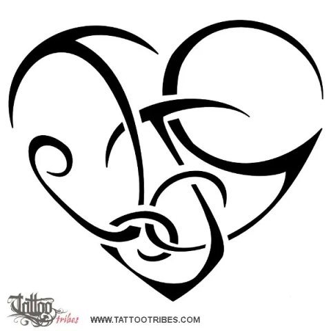 J+J+G heart (Bond, love) tattoo design thumbnail
