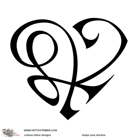L+K heart (Loving bond) tattoo design thumbnail