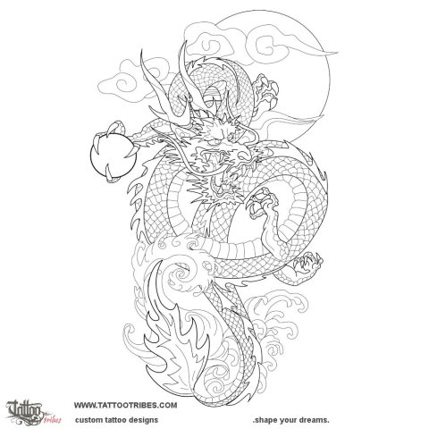 Japanese dragon (Fertility) tattoo design thumbnail