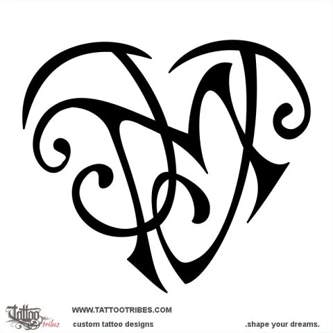 M+J+M heart (Love) tattoo design thumbnail