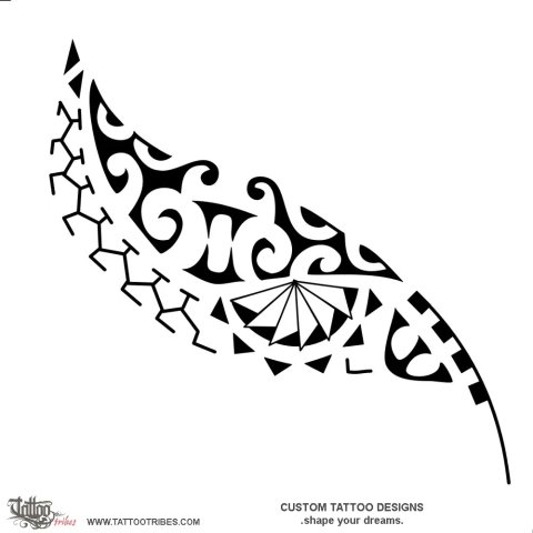 Matakīrea (Feather,force) tattoo design thumbnail