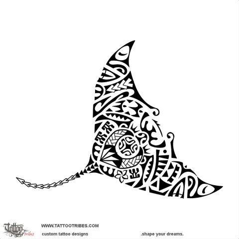 Hahalua (Manta ray) tattoo design thumbnail