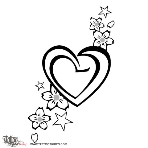 Concentric hearts (K+L) tattoo design thumbnail