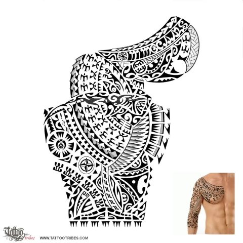 Kapehu (Compass, direction) tattoo design thumbnail