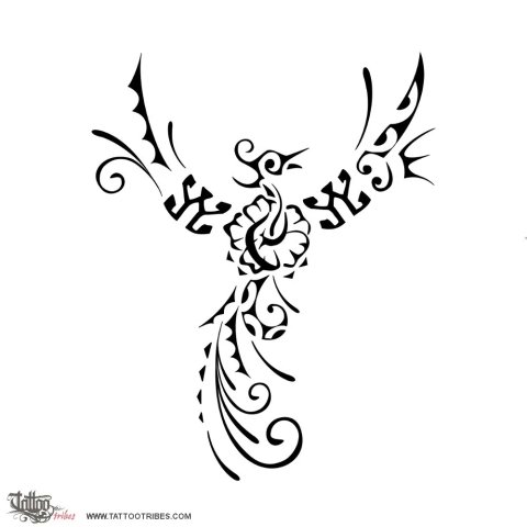 Phoenix hibiscus (New life) tattoo design thumbnail