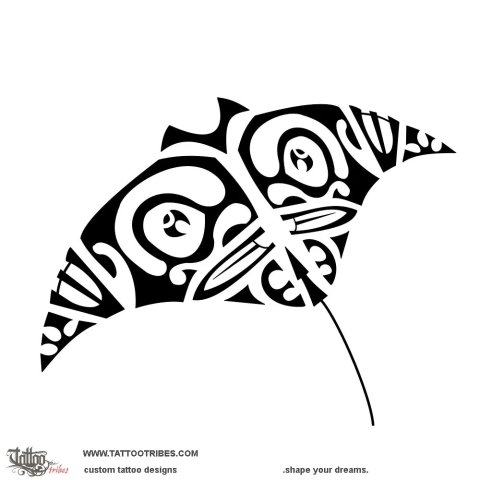 Tiki manta (Protection) tattoo design thumbnail