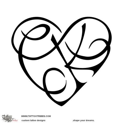 C+K heart (Infinity) tattoo design thumbnail