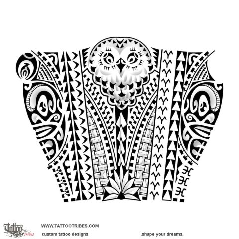 Pueo (Hawaiian owl) tattoo design thumbnail
