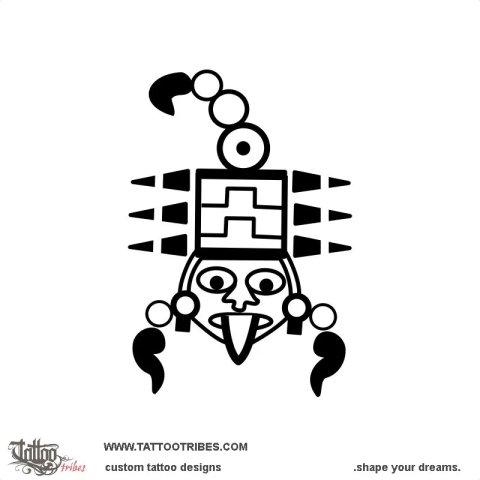 Dzec (Mayan scorpion) tattoo design thumbnail