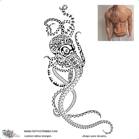 Te fee (Octopus) tattoo design thumbnail