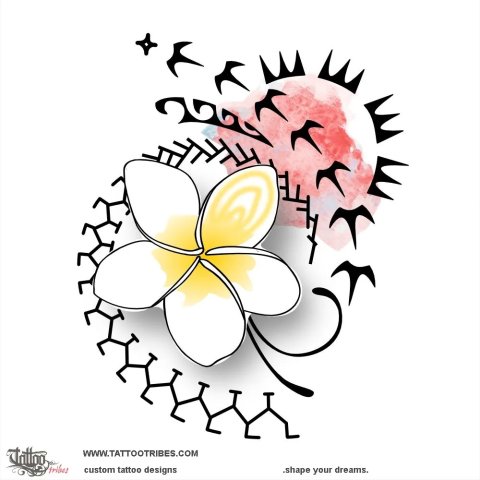 Tipanie (Frangipani) tattoo design thumbnail
