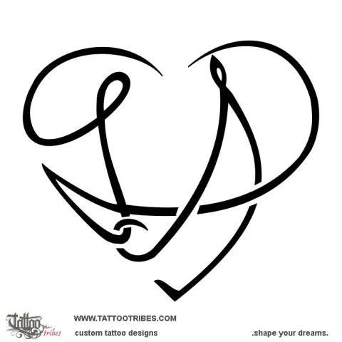 L+A heart (Union) tattoo design thumbnail