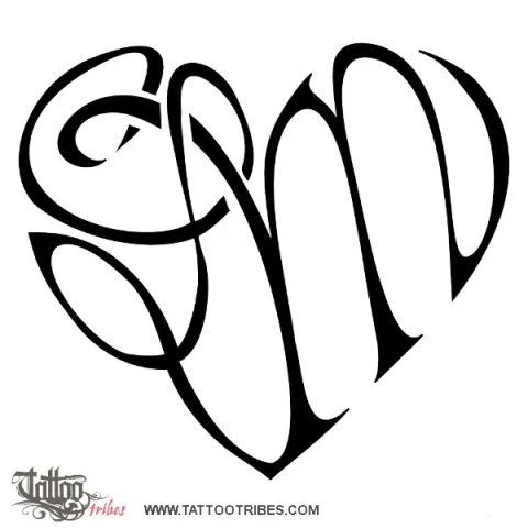 L+M heart (Love, bond) tattoo design thumbnail